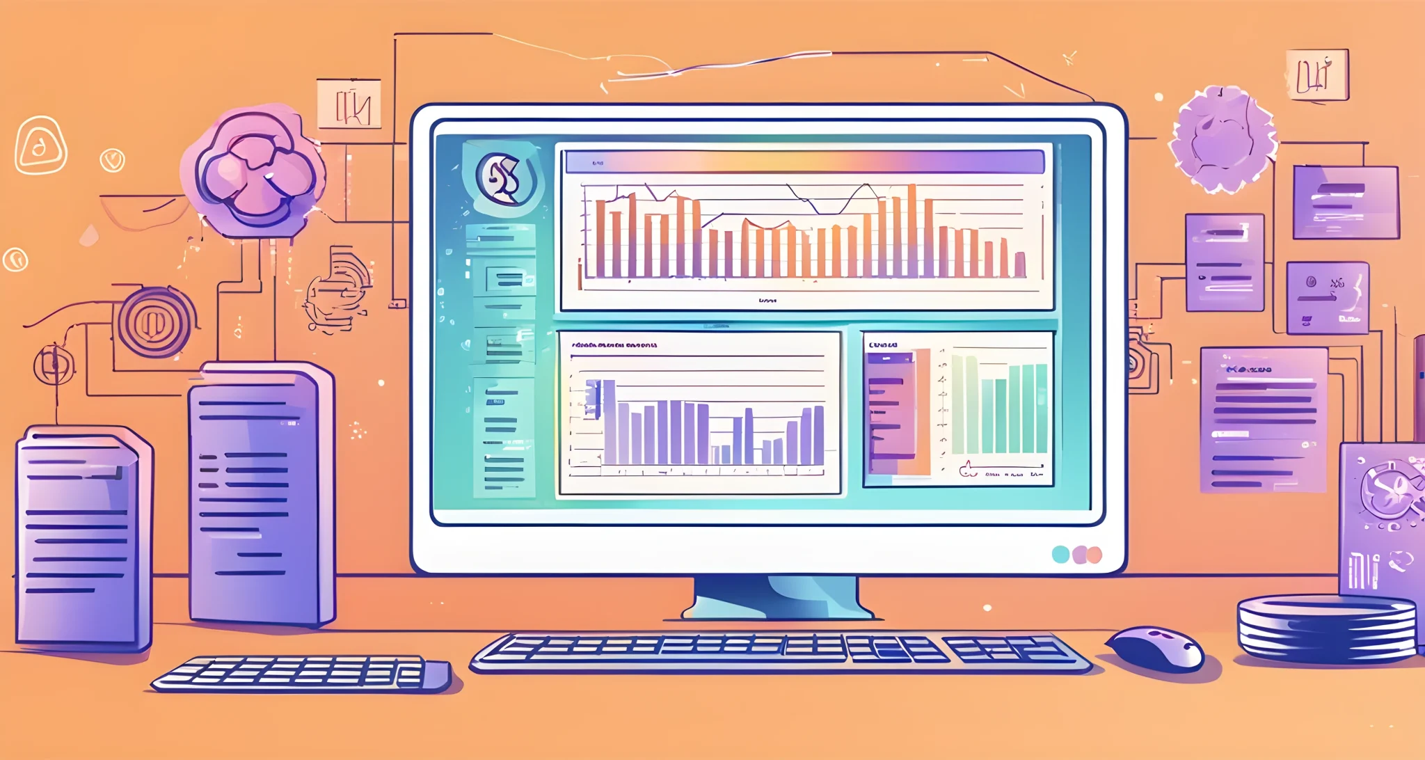 The image depicts a computer screen displaying a decentralized finance (DeFi) platform interface with various investment options and financial tools.