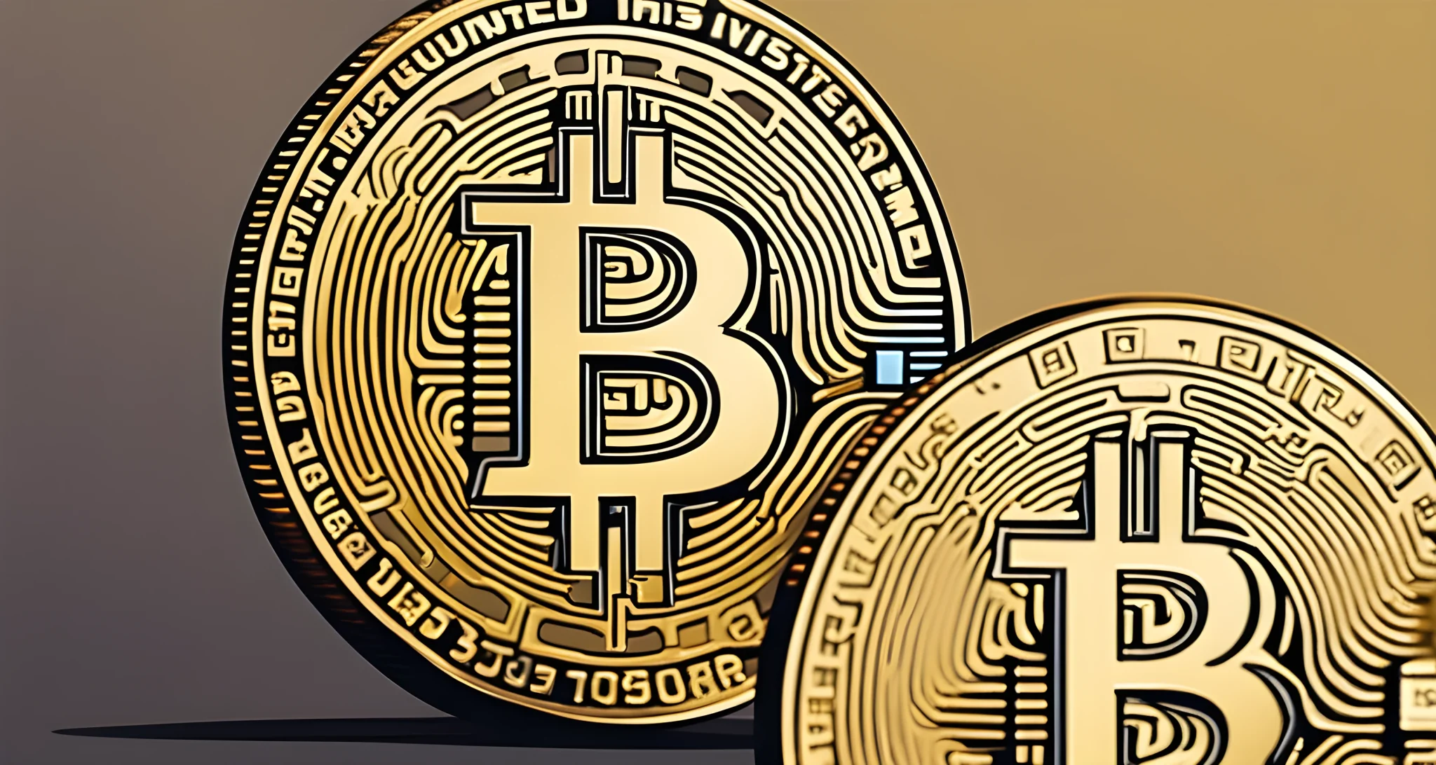 The image depicts a side-by-side comparison of a gold coin representing traditional investments and a digital icon of a bitcoin.