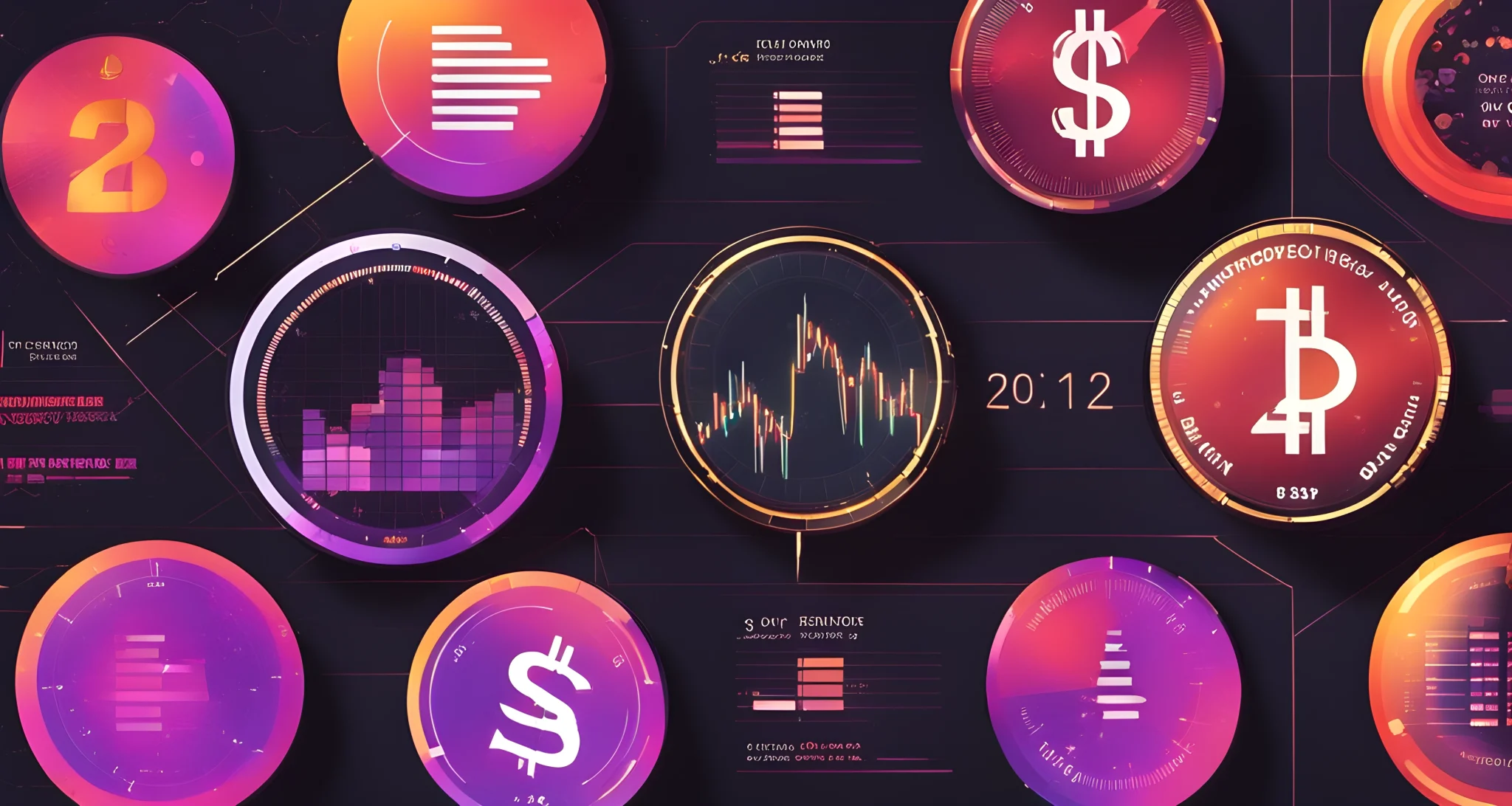 The image features a digital display showing the price graphs of the top 10 altcoins to watch in 2024.