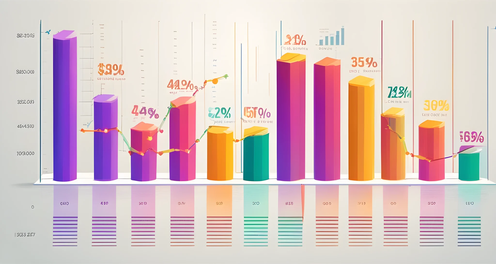 The image shows a bar graph displaying the price fluctuations of various altcoins over time.