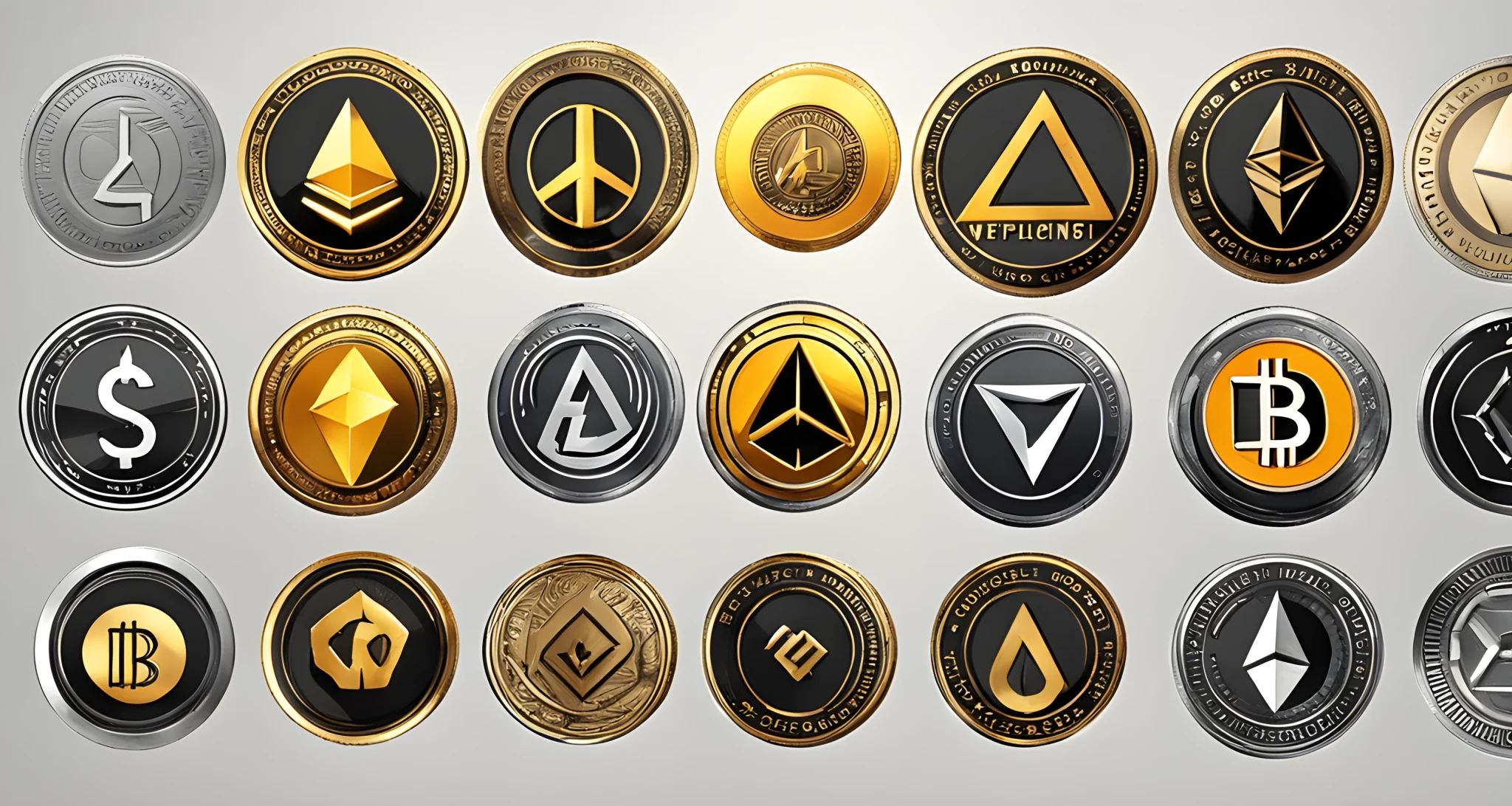 The image shows a collection of various altcoin symbols and logos, representing the top emerging altcoins with high growth potential.