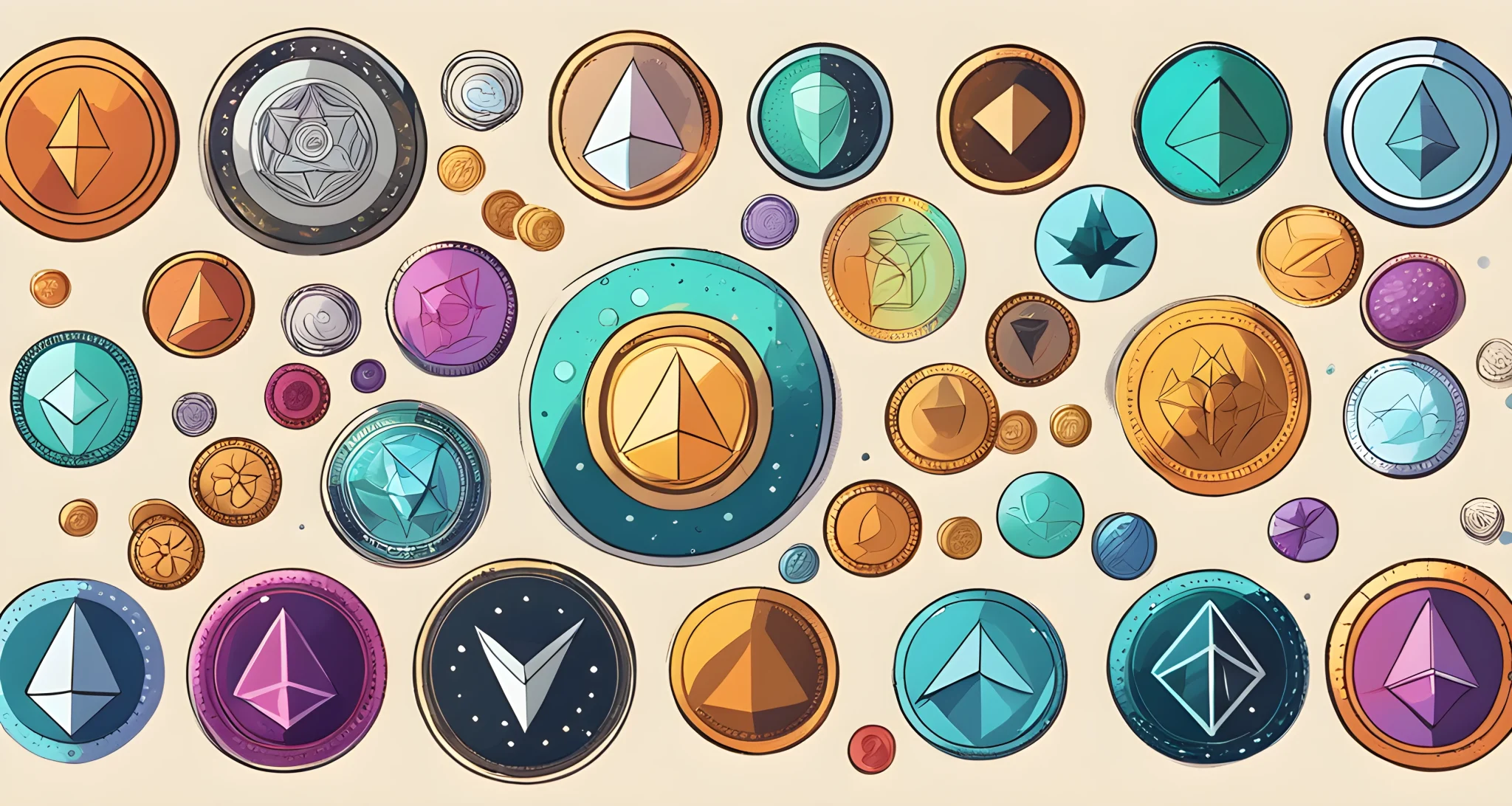 The image shows a collection of various altcoins including Ethereum, Cardano, Polkadot, and Solana, representing the top emerging altcoins with high growth potential.