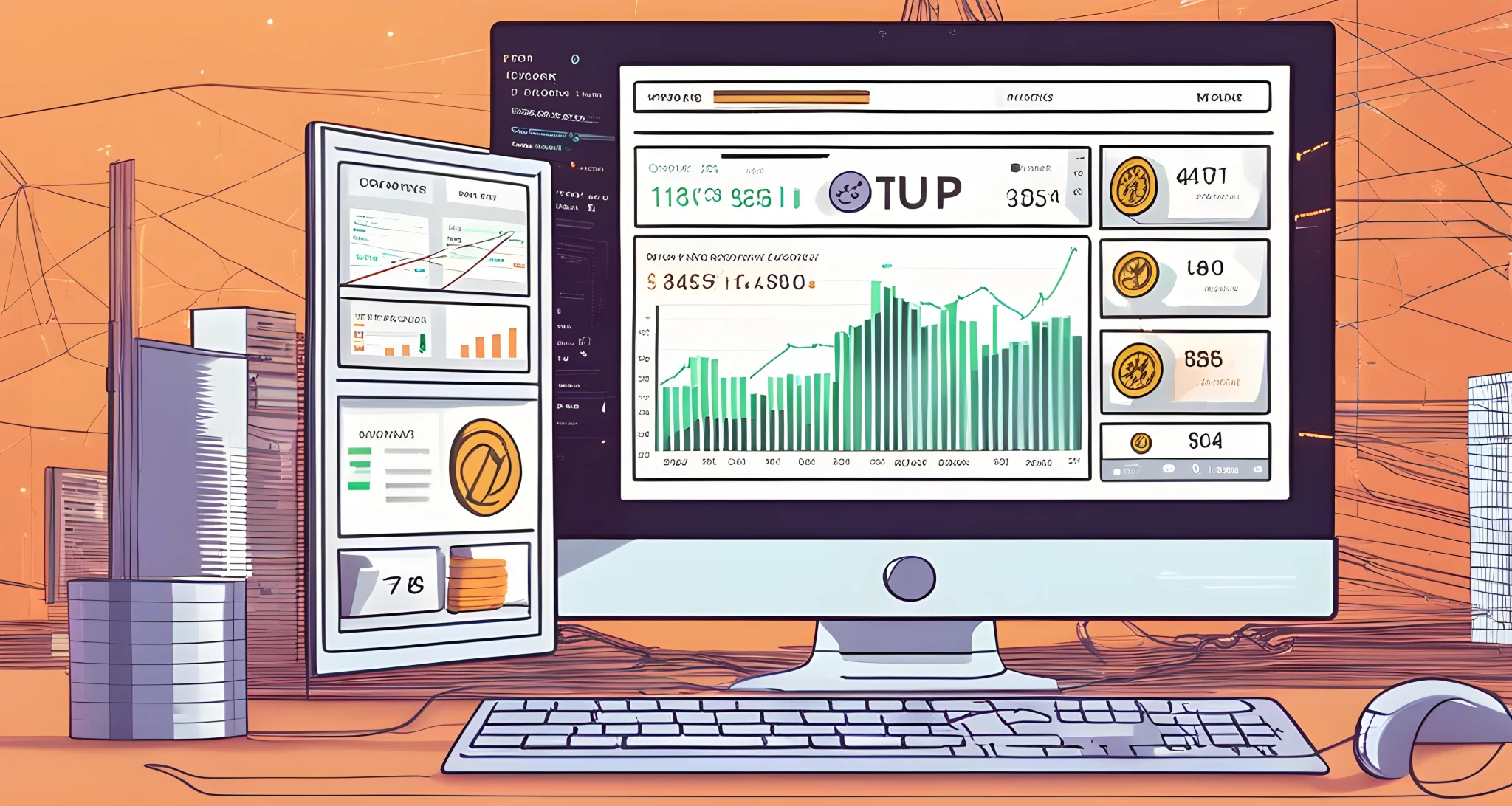 The image shows a computer screen displaying a decentralized finance (DeFi) platform, with various cryptocurrency assets and interest rates highlighted.