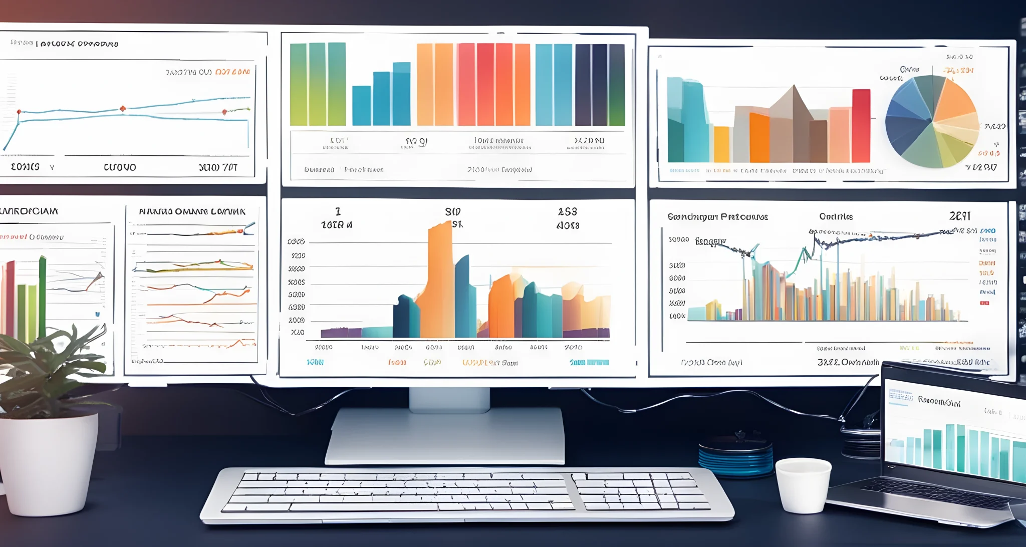 The image shows a computer screen displaying various graphs and charts related to blockchain projects.