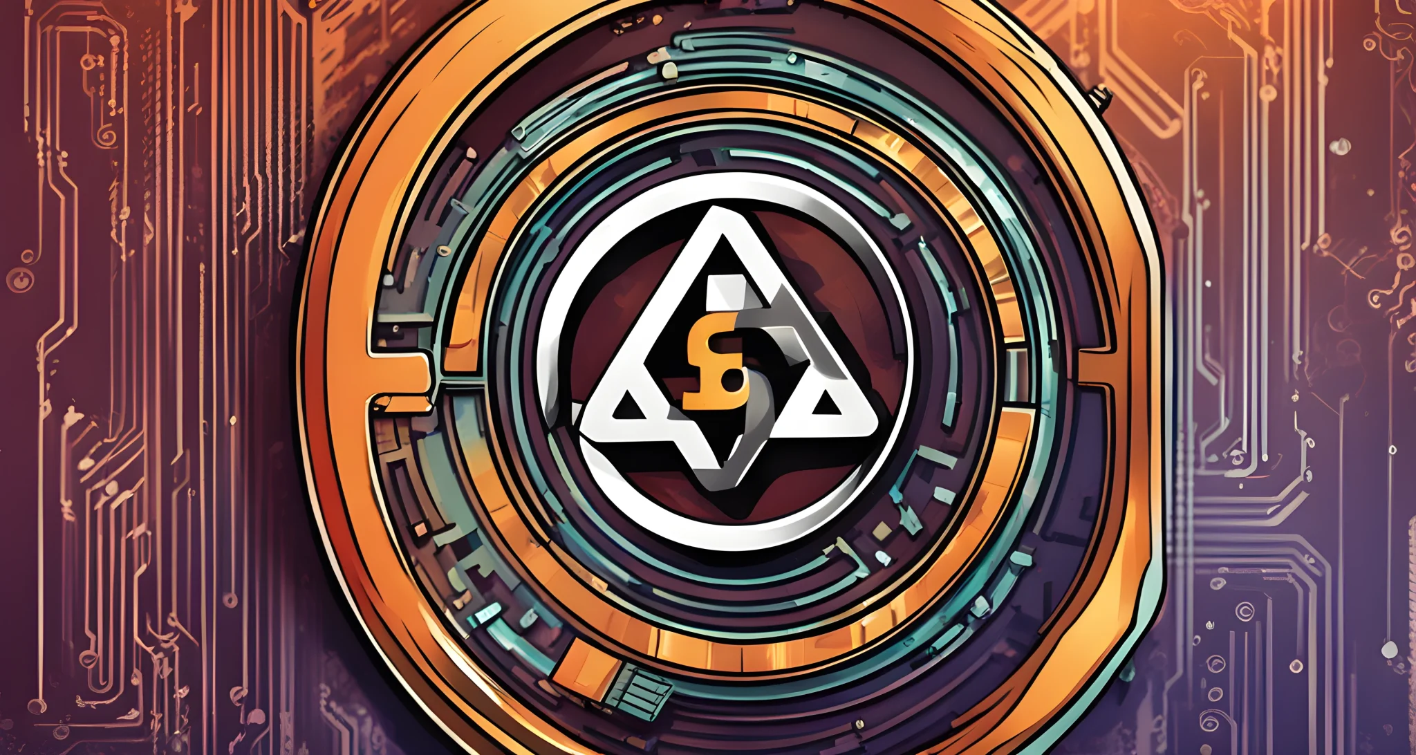 The image shows a digital artwork of a unique, tokenized collectible item with a blockchain symbol in the background.