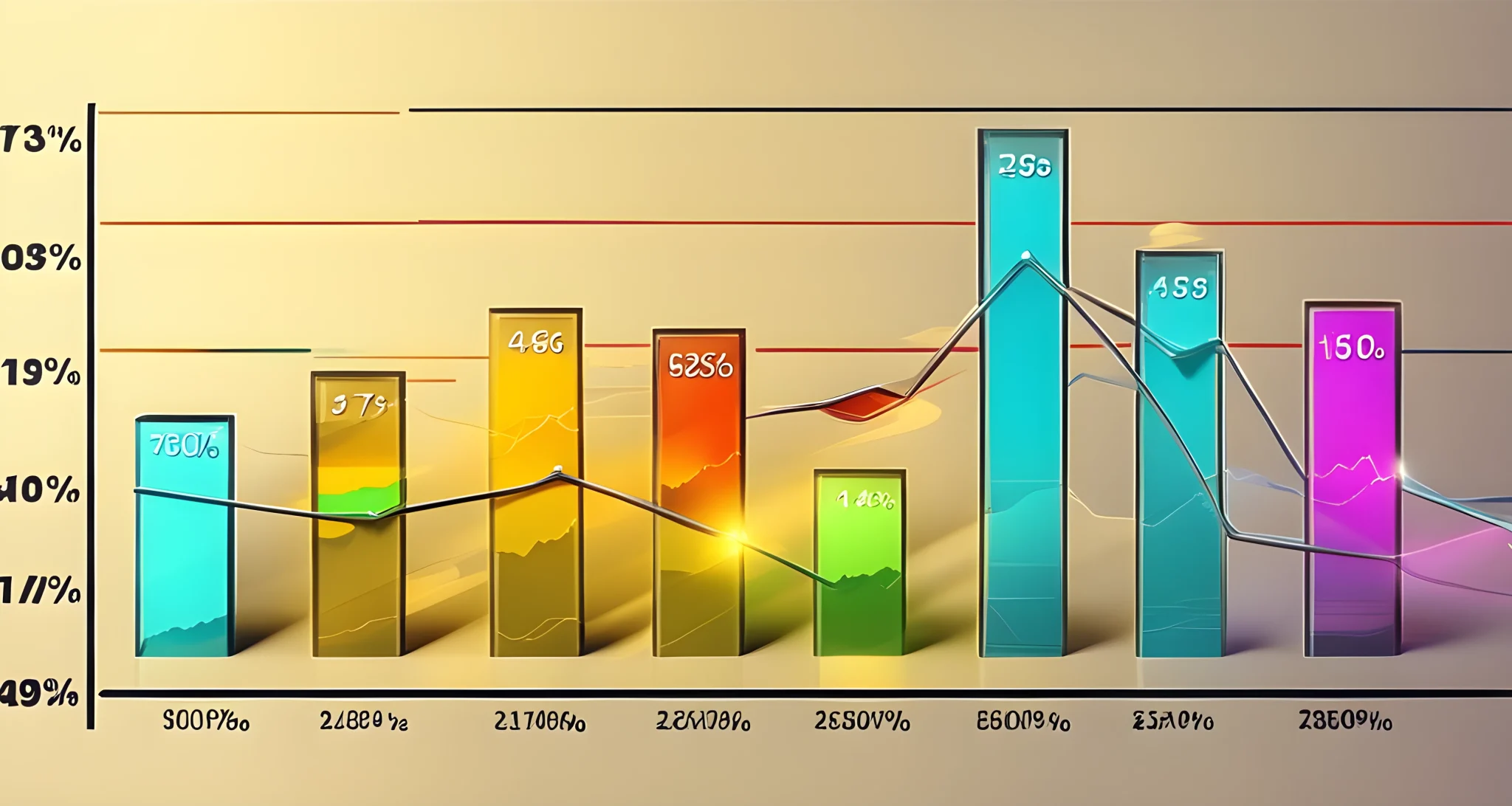 The image shows a digital bar graph displaying the performance of various altcoins.