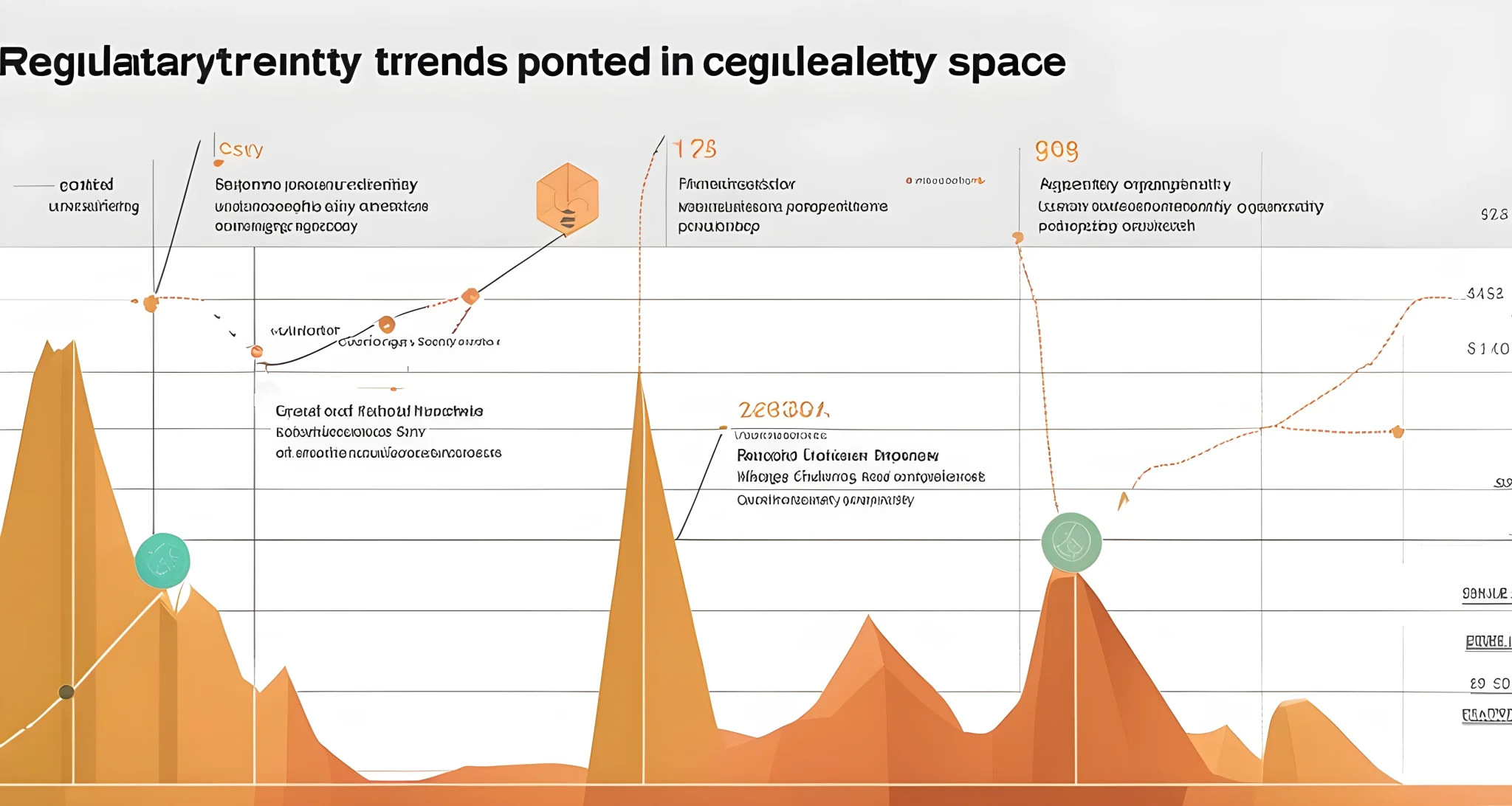 The image shows a graph displaying regulatory trends in the crypto space, with key points highlighted for regulatory status and uncertainty.