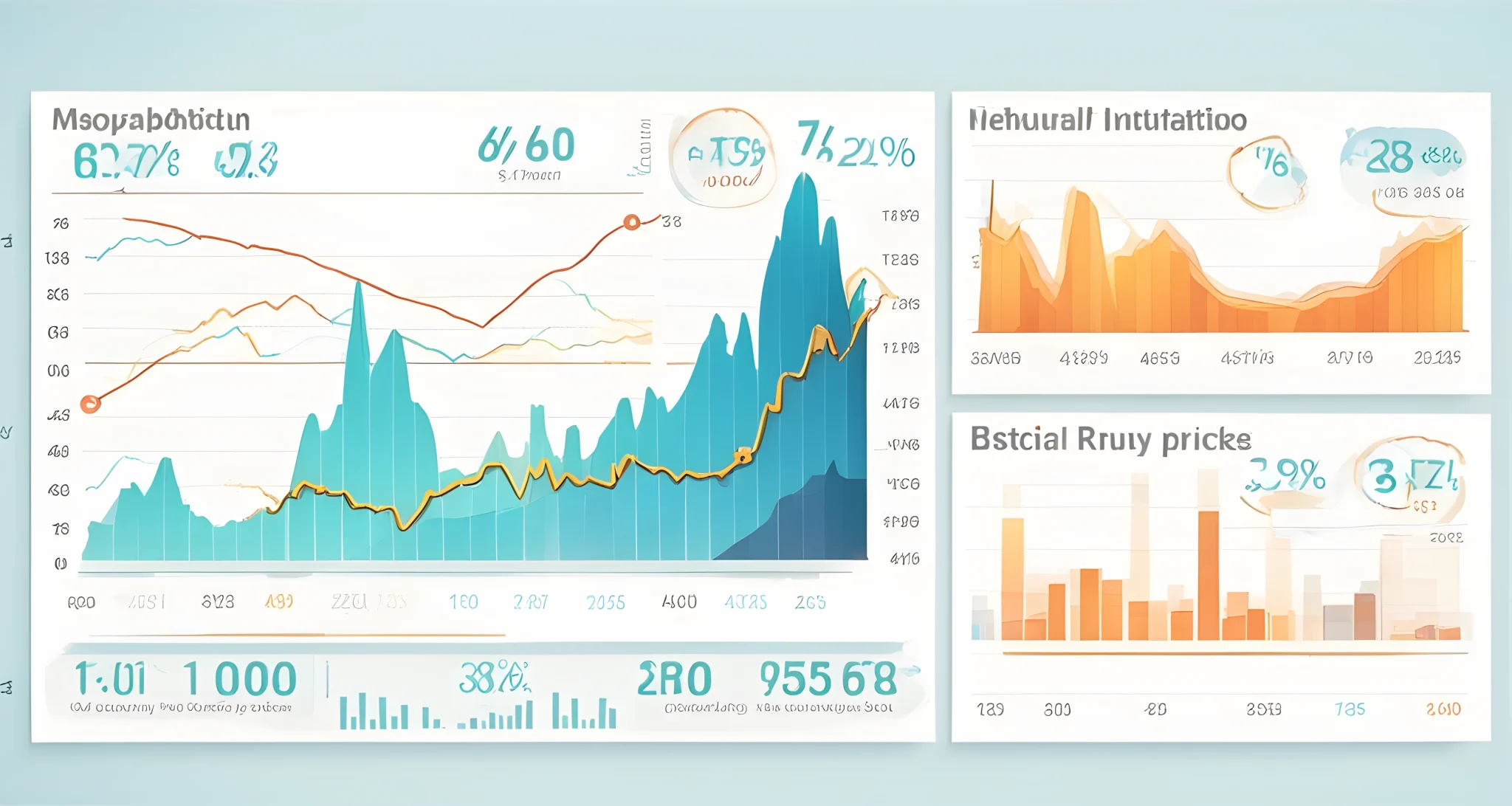 The image shows a graph displaying the fluctuations of Bitcoin prices over time, along with regulatory documents and financial market indicators.