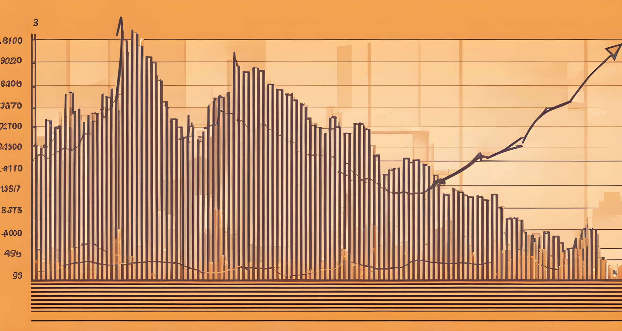 The image shows a graph of Bitcoin price fluctuations over time, with a clear upward trend.