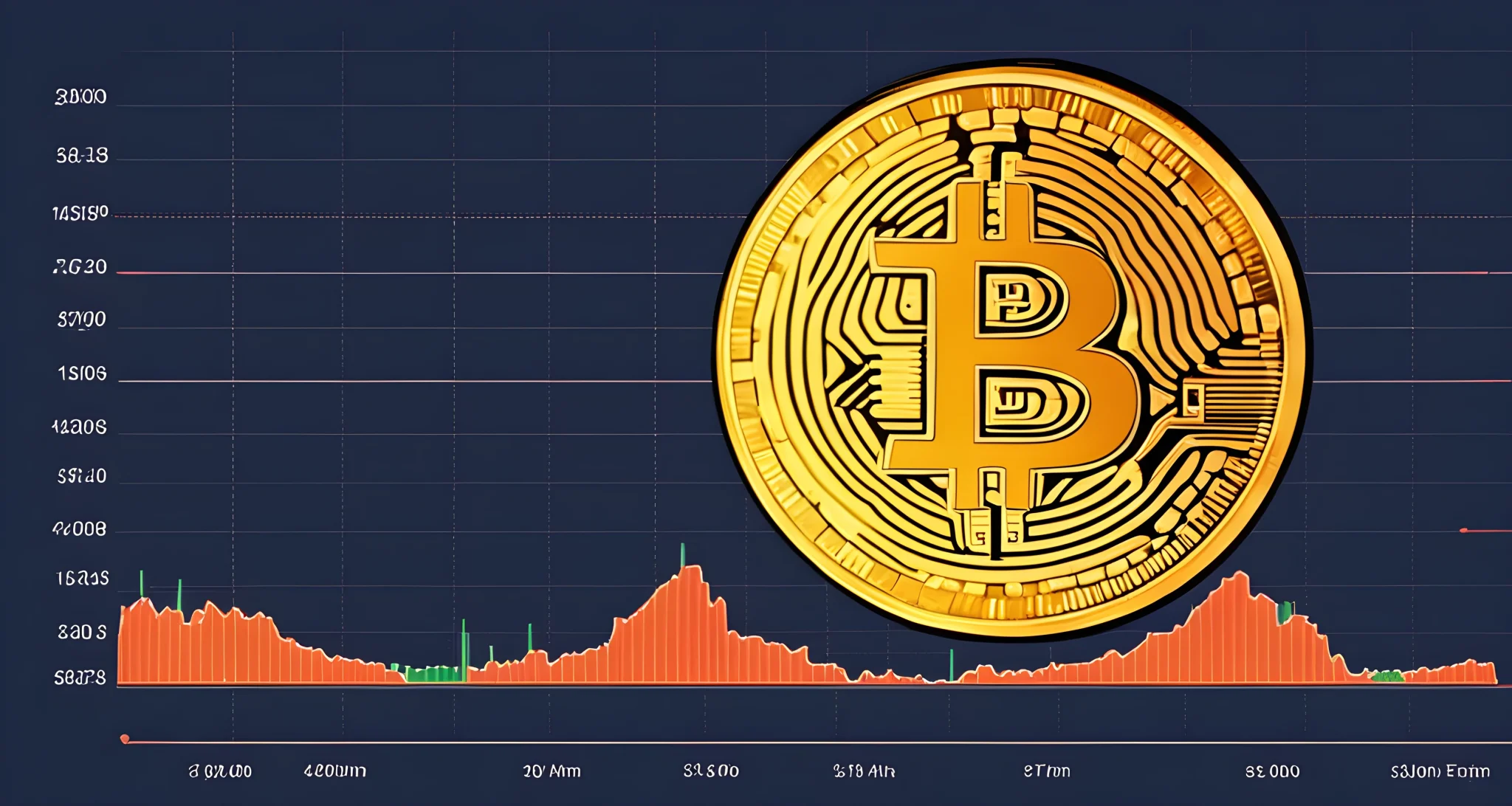 The image shows a graph of cryptocurrency price movements over a period of time, with a clear distinction between short-term volatility and long-term growth.