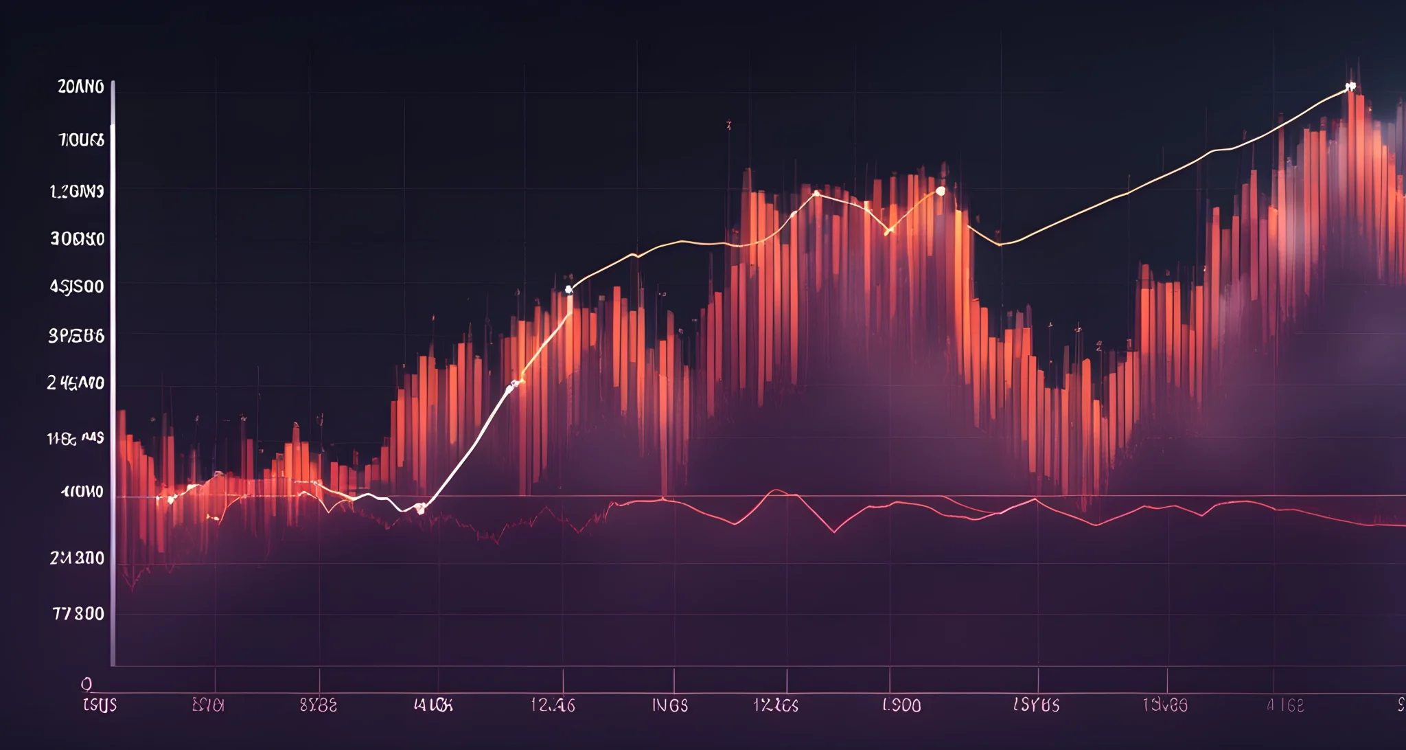 The image shows a line graph depicting fluctuations in cryptocurrency values over a period of time, with emphasis on significant drops and spikes in the market.