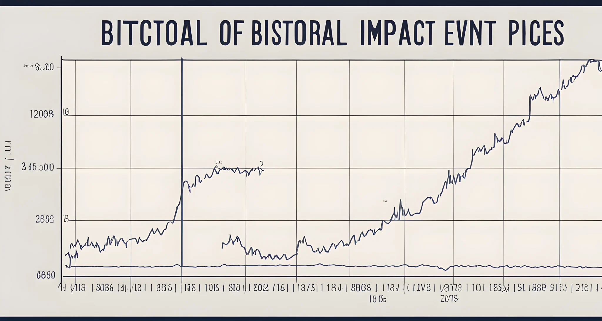 The image shows a line graph depicting the historical impact of Bitcoin halving events on prices.