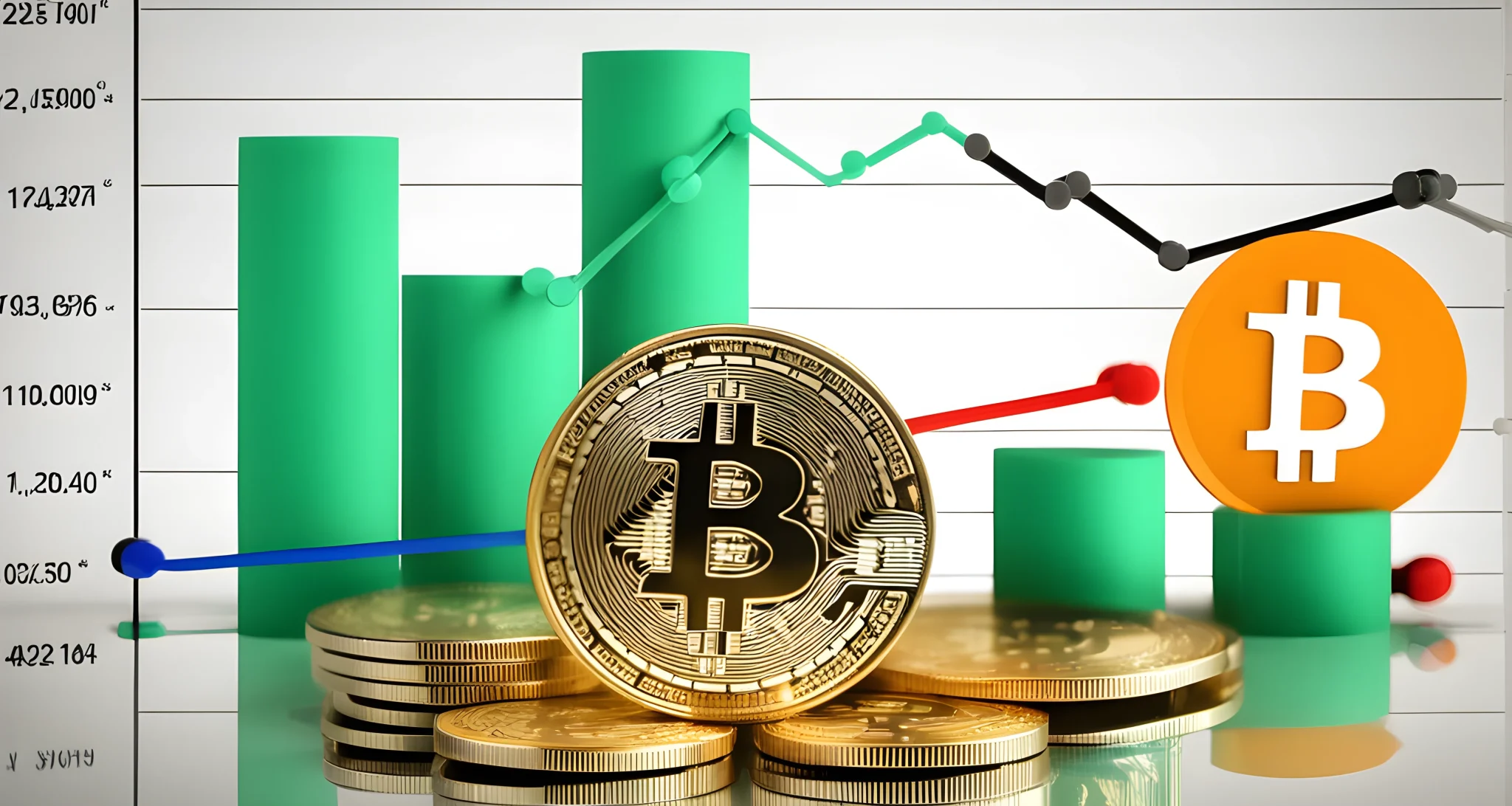 The image shows a line graph displaying the increasing market growth of Bitcoin and Ethereum, alongside a bar graph showing the rising institutional adoption of both cryptocurrencies.