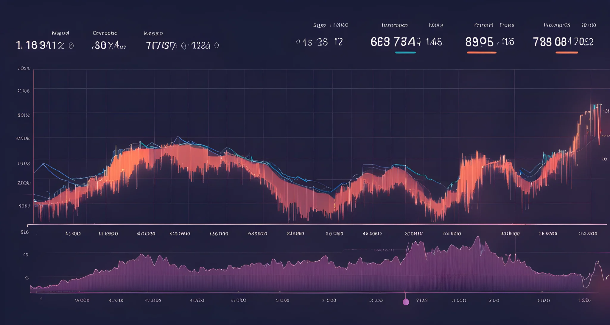 The image shows a line graph of cryptocurrency market performance over time, with various key indicators and price movements highlighted.