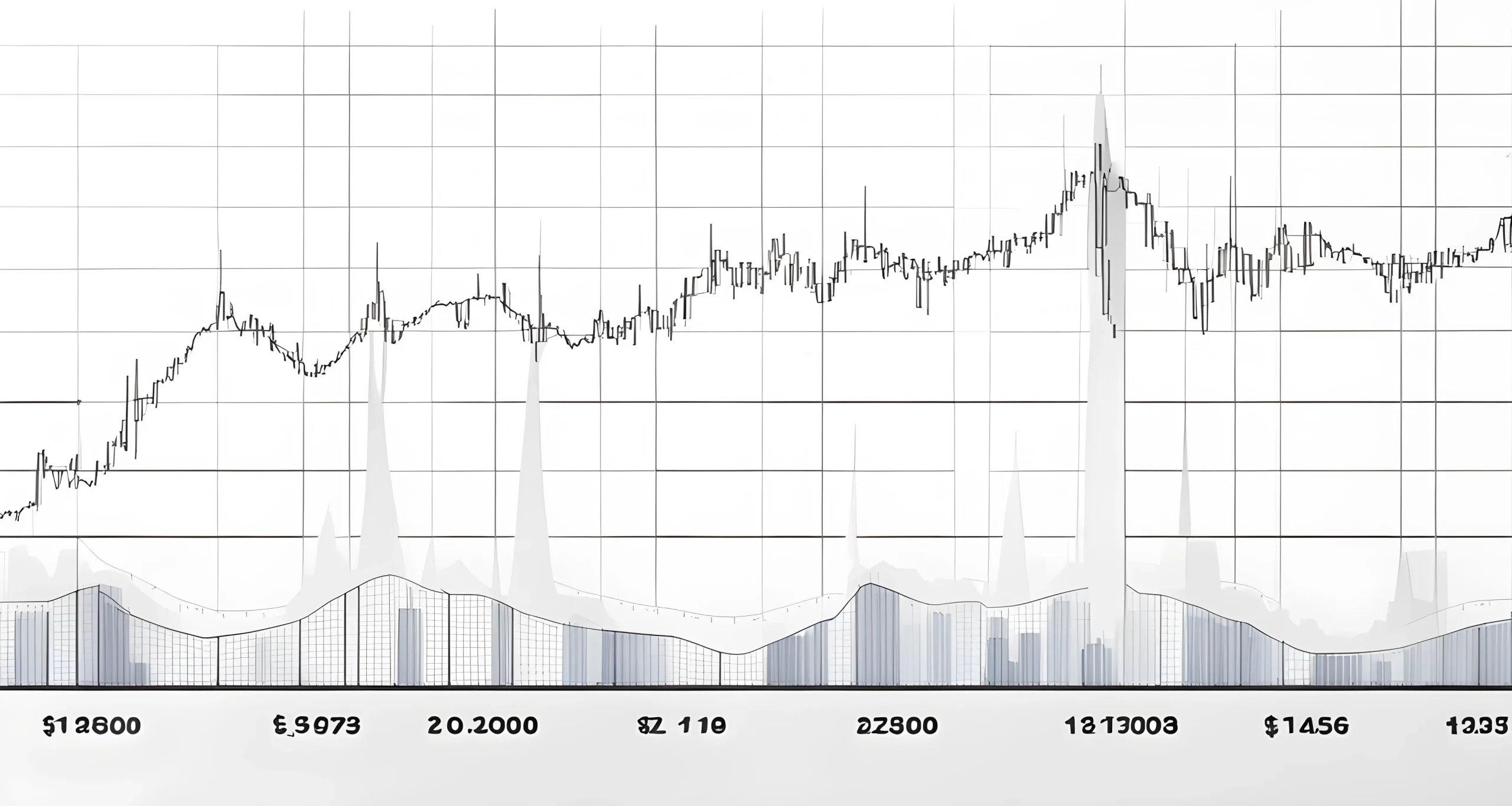 The image shows a series of line graphs and charts displaying the fluctuating price of Bitcoin over time.