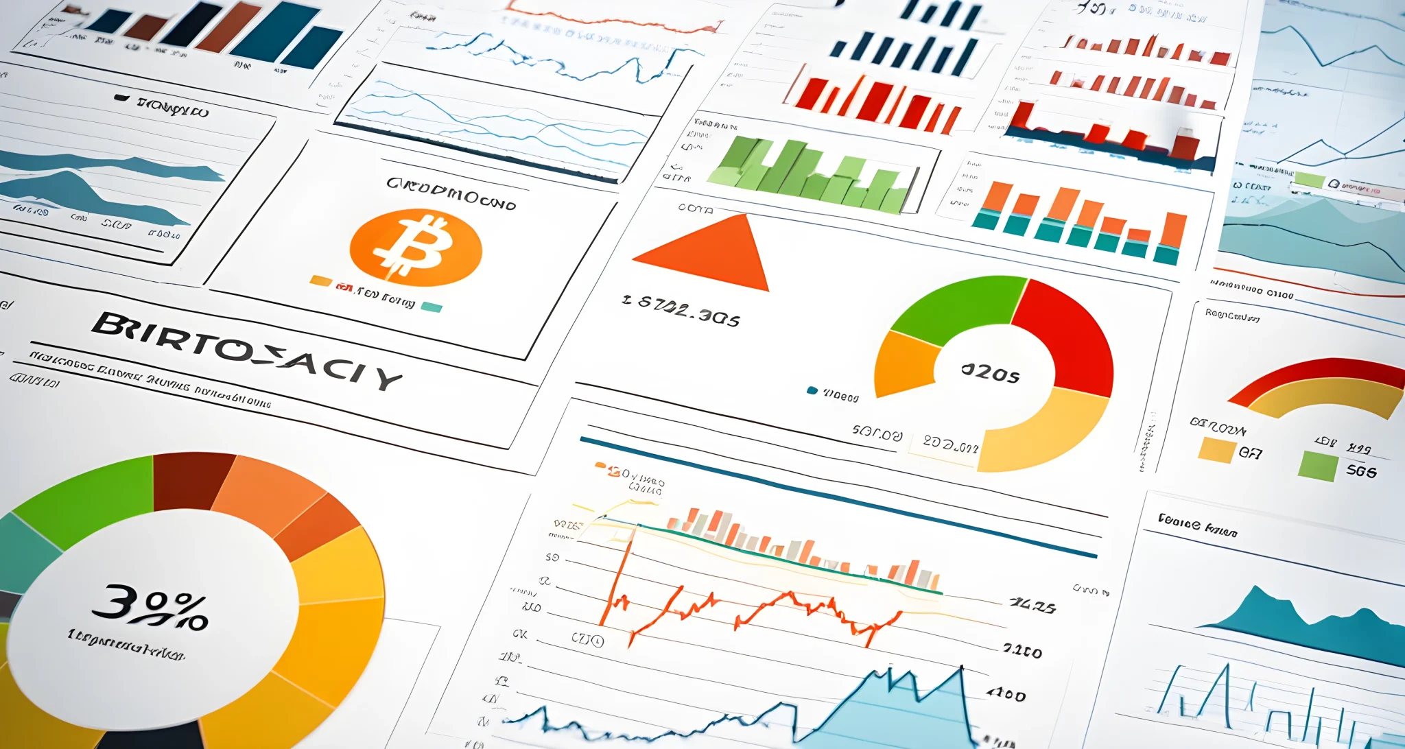 The image shows graphs and charts displaying the trends and data related to the cryptocurrency market, with a focus on interest from financial institutions.